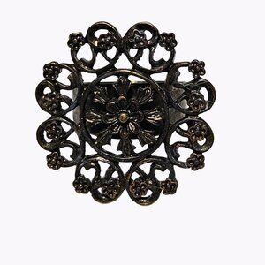 Boho Brass Filigree Rosette Ring Statement Fashion Womens Costume Jewelry